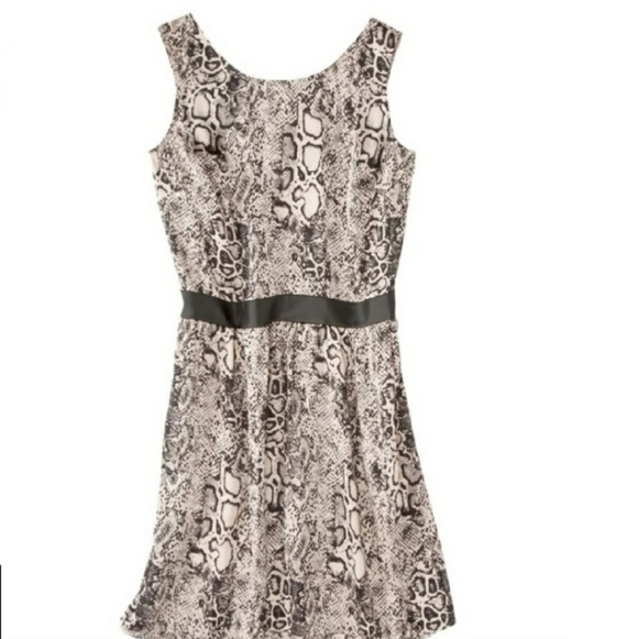 Mossimo Snake Reptile Print Faux Leather Trim Sleeveless Dress Size Small - Picture 2 of 8